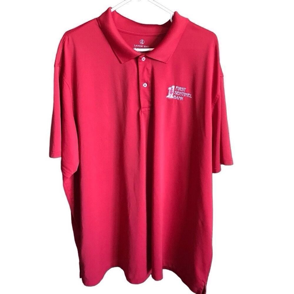 Lands End golf polo shirt men’s SZ 3XL Red short sleeve athletic with logo